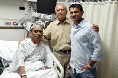 Nikunj Patel, far right, saved his father's (left) life with a living donor liver transplant. 
