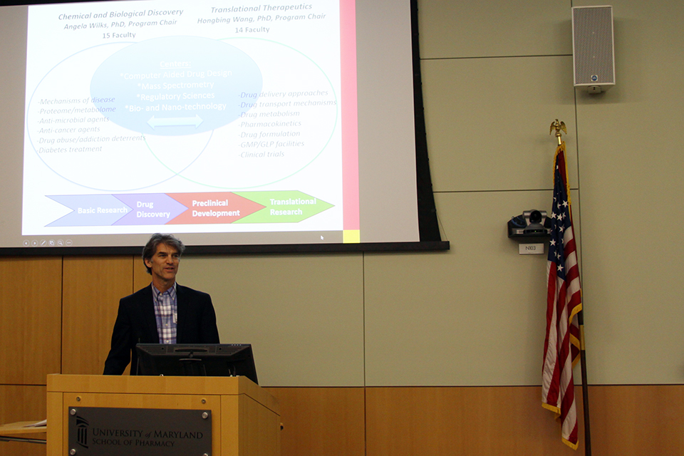 Dr. Paul Shapiro Addresses Audience During UMB-JHU Joint Symposium on Drug Discovery