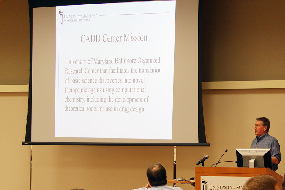 Dr. Alexander MacKerell delivers the kick-off presentation for the CADD Symposium.