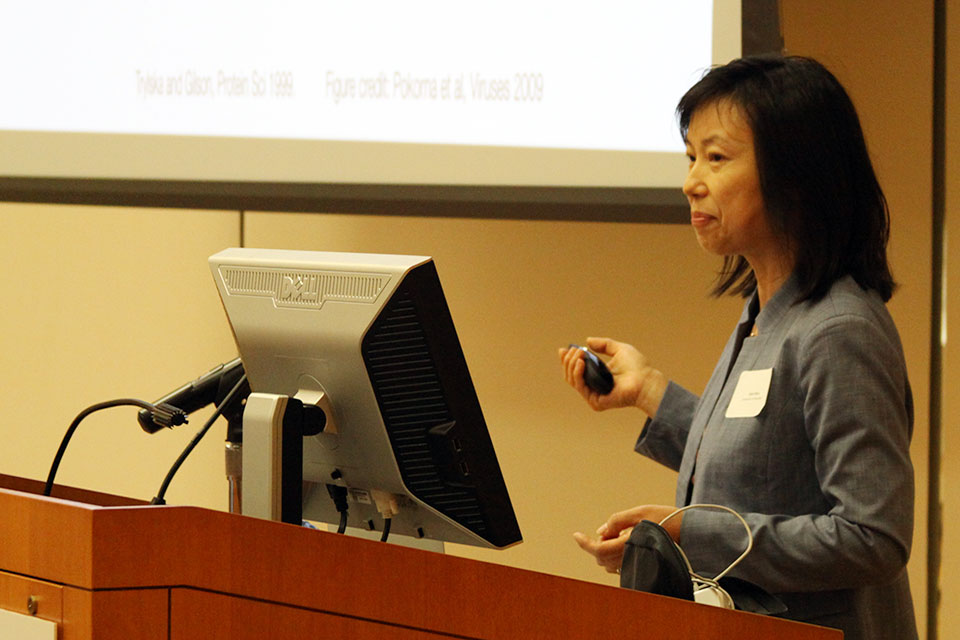 Dr. Jana Shen delivers a presentation during the CADD Symposium.