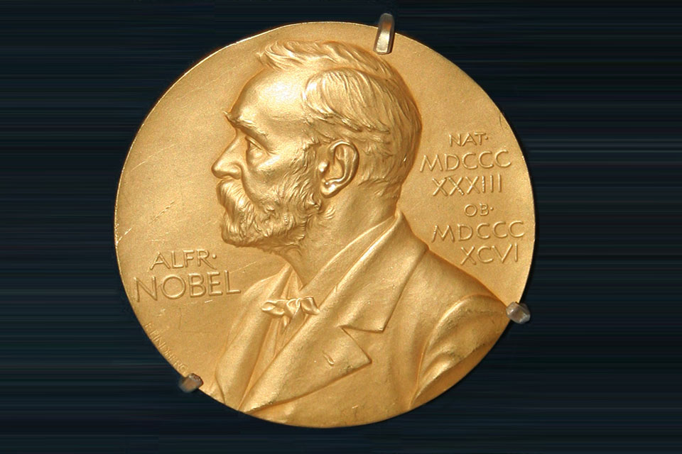 Image of Nobel Prize set against a black background.