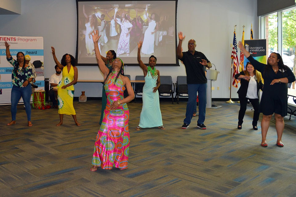 Healing dance group delivers performance to conclude PATIENTS Day festivities.
