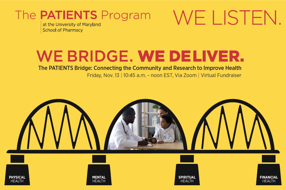 Yellow background with bridge graphic set below text that reads, "We Bridge. We Deliver."