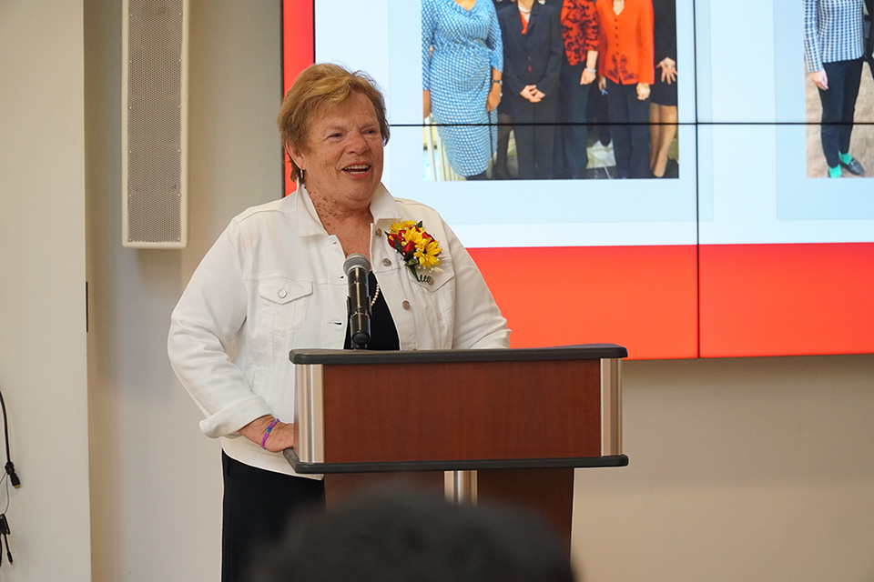 Cynthia Boyle speaks at her retirement party