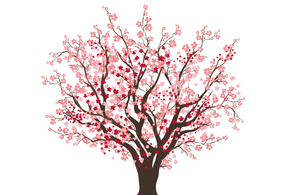 Artistic graphic of cherry blossom tree.