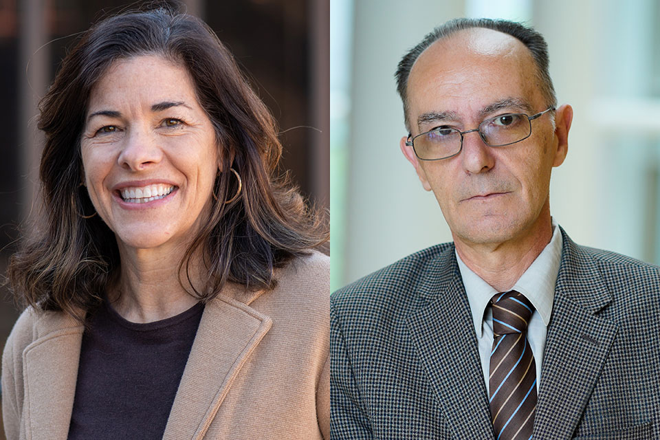 Headshots of Joan Pittman and Andy Coop