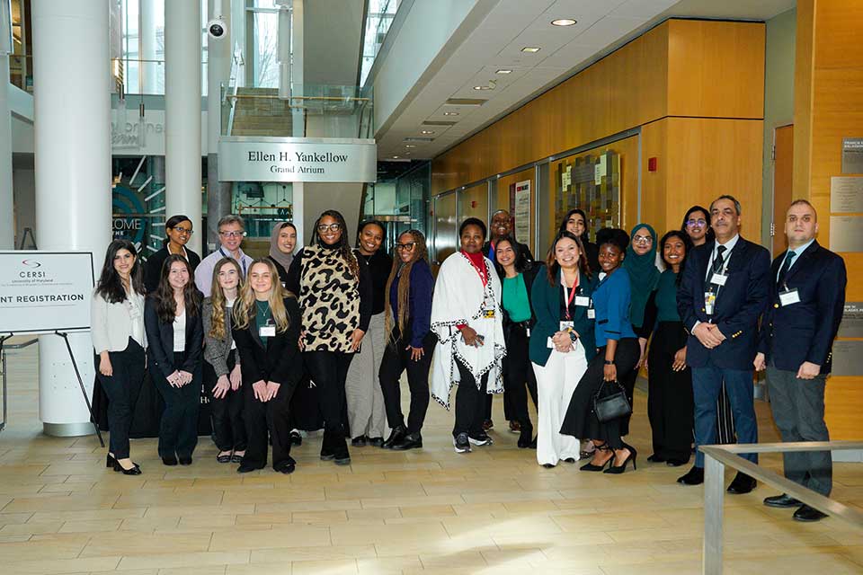 America's Got Regulatory Science Talent Competition participants standing in the Yankellow Atrium in Pharmacy Hall