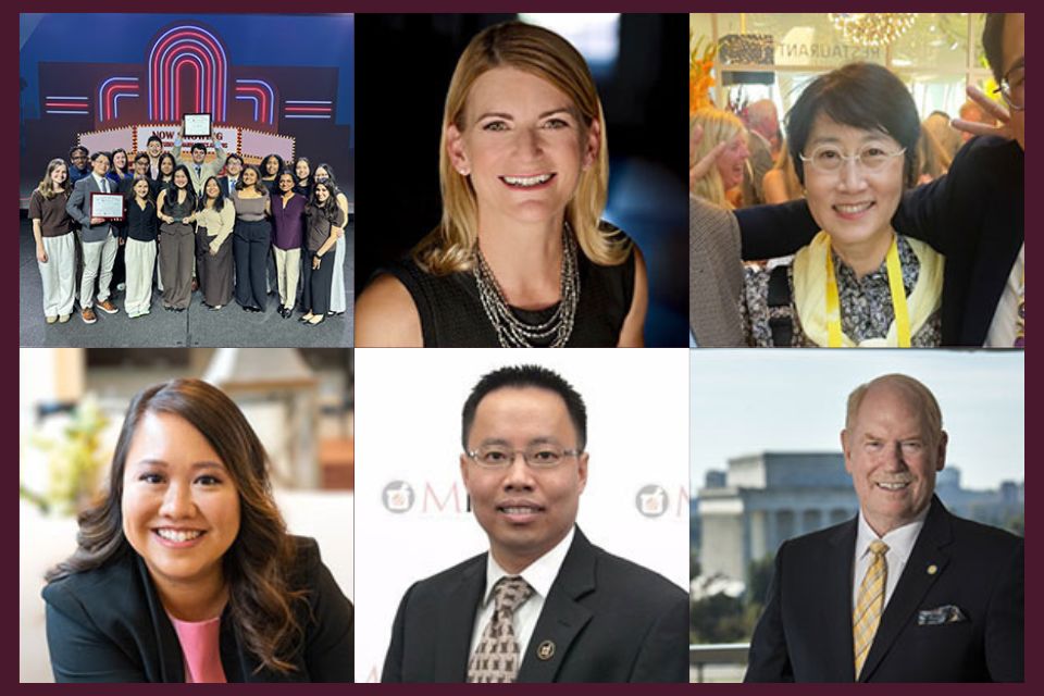 Photo collage of APhA-ASP student chapter; Nicole Brandt; Sandy Jheong Rhie; Deanna Tran; Hoai-An Truong; and Thomas Menighan